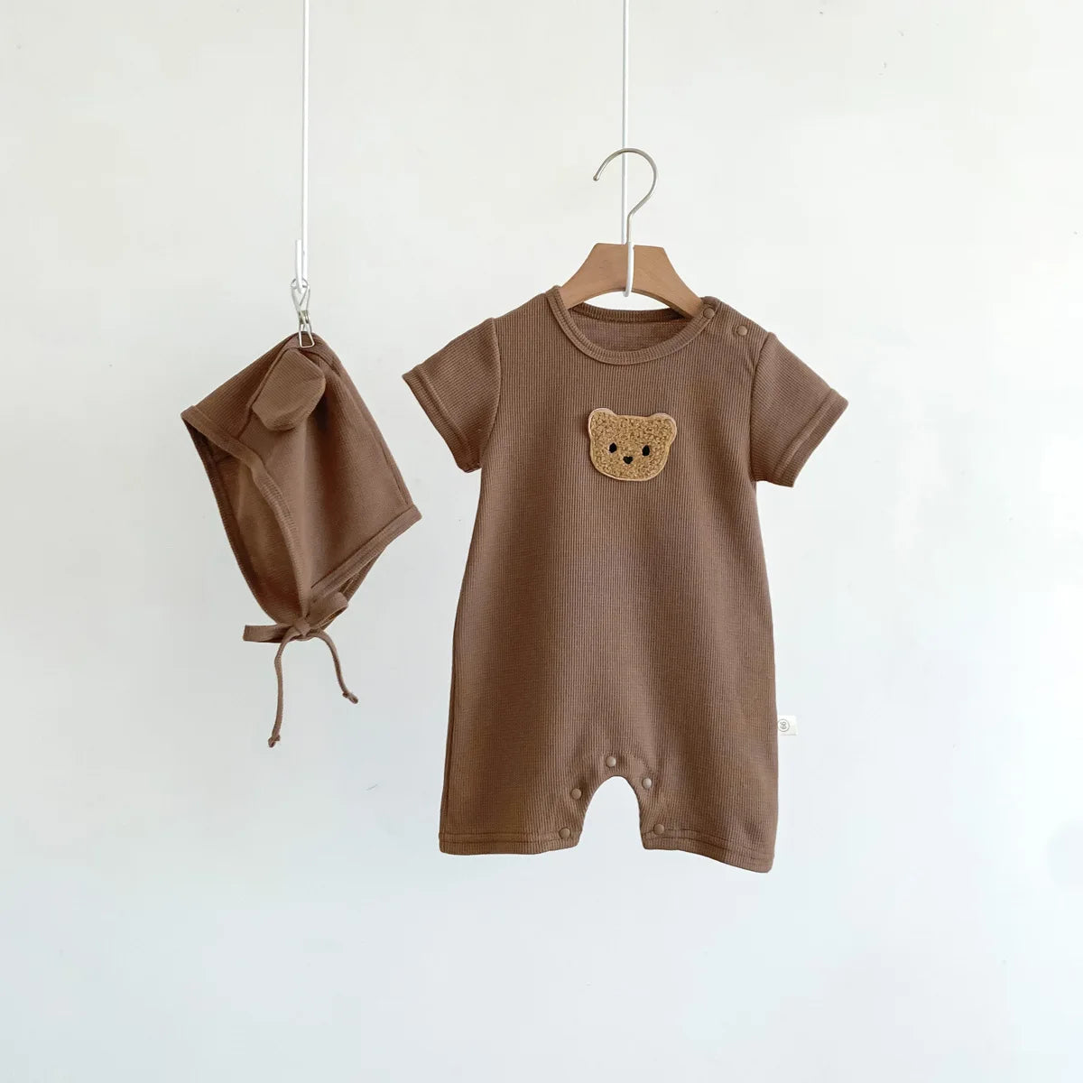 Little Bear Waffle Romper Set
