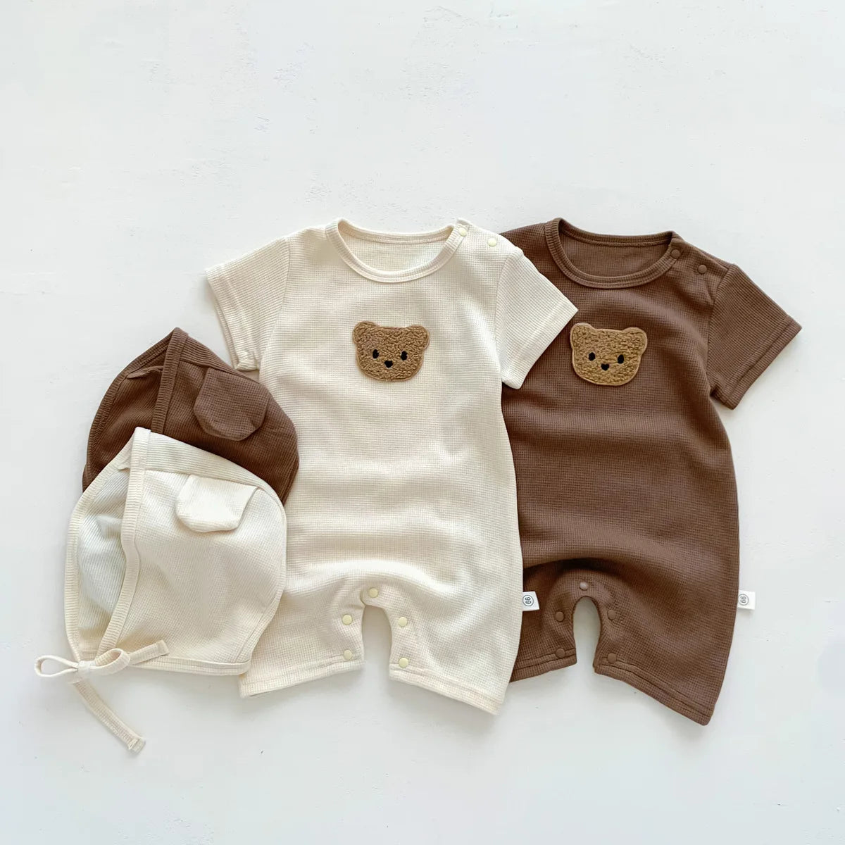 Little Bear Waffle Romper Set