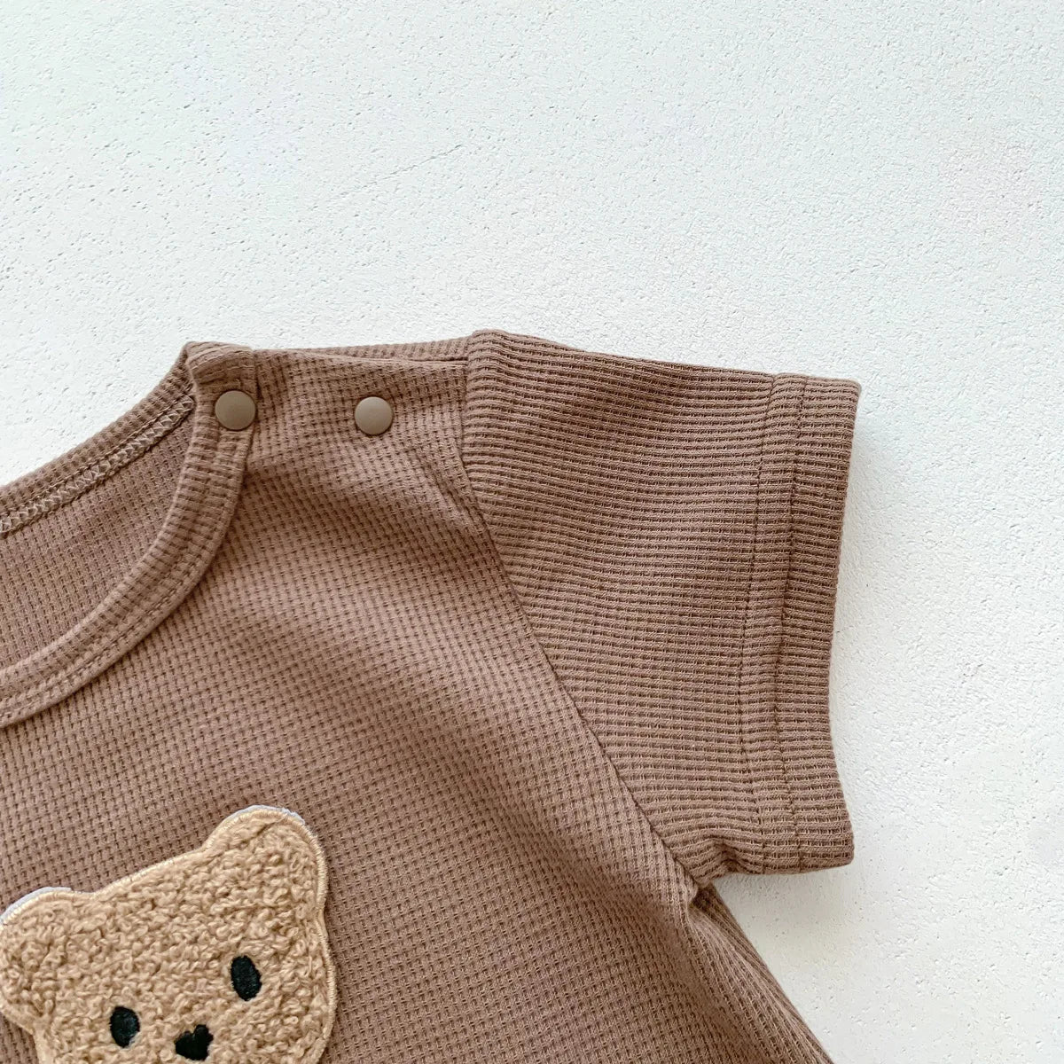 Little Bear Waffle Romper Set