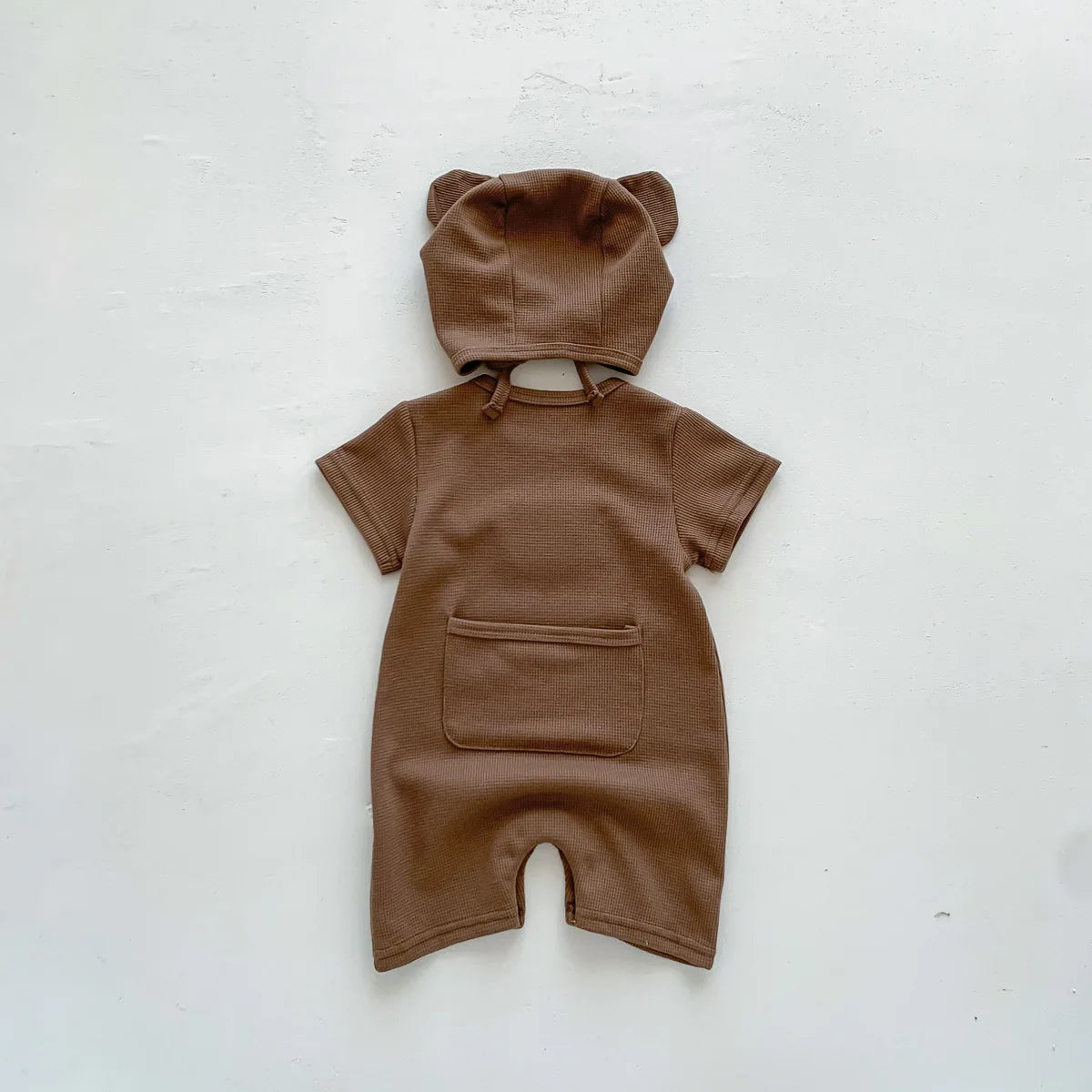 Little Bear Waffle Romper Set