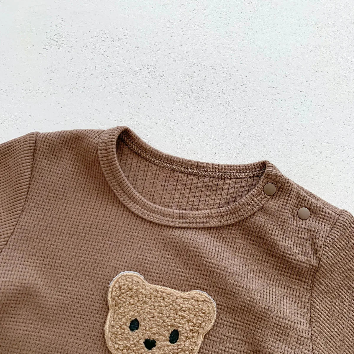 Little Bear Waffle Romper Set